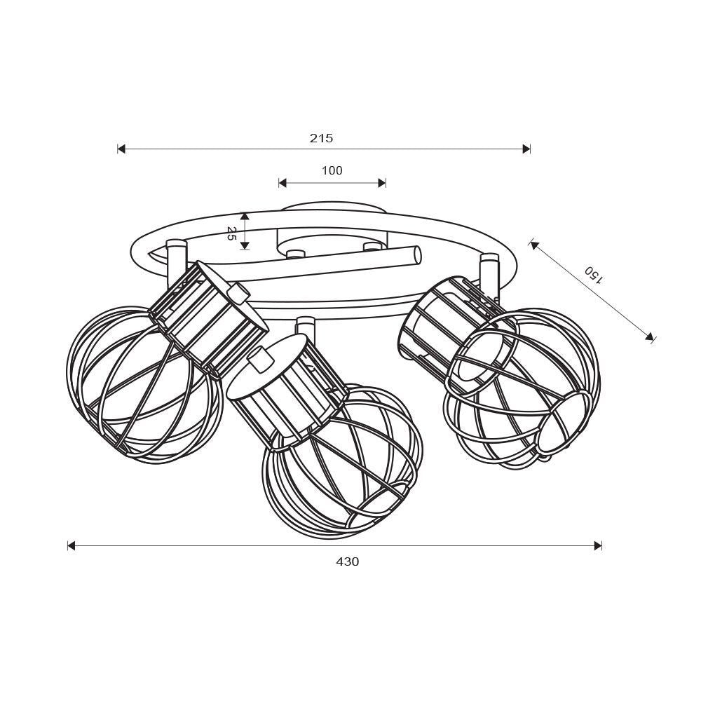 СПИРАЛОВИДЕН СПОТ MAYA ∙ SP779 ∙ 3XE14 ∙ ЧЕРЕН / 005032