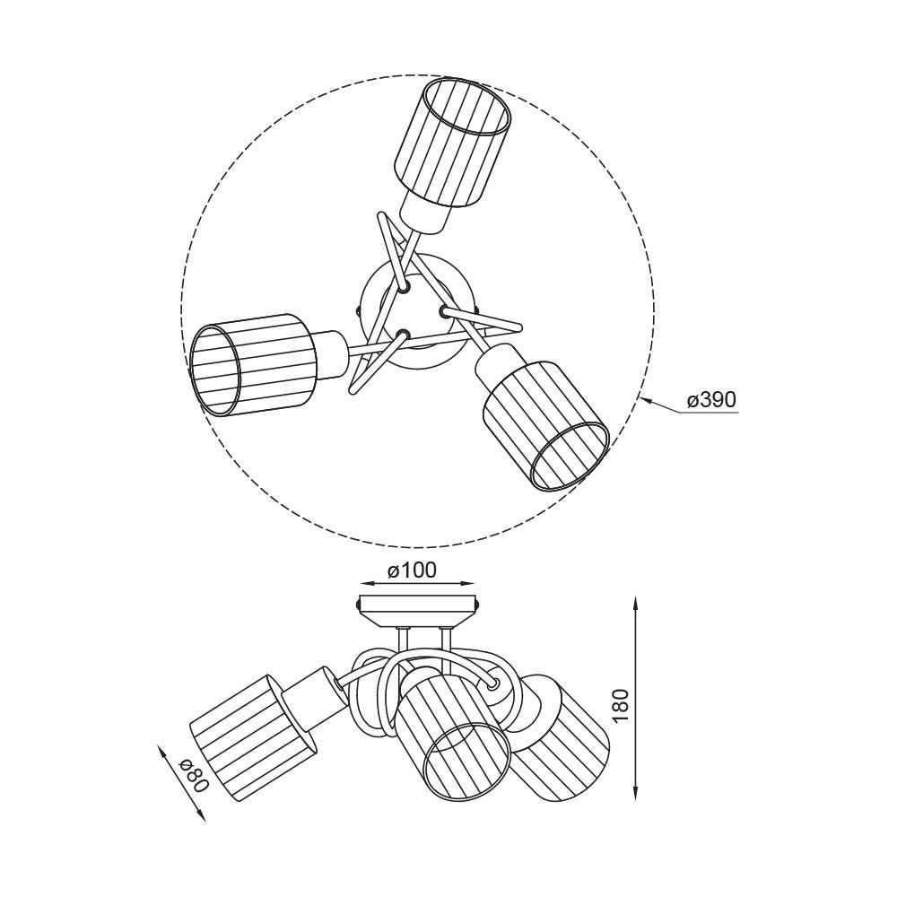 Плафон LUDVIG ∙ CL978-3C ∙ 3хЕ14 ∙ метал+стъкло ∙ черен / 005298