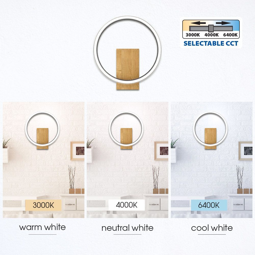 LED АПЛИК MATTEO LED ∙ 12W ∙ ЧЕРНО+ДЪРВО ∙ CCT ∙ 3000-4000-6400K / 005157