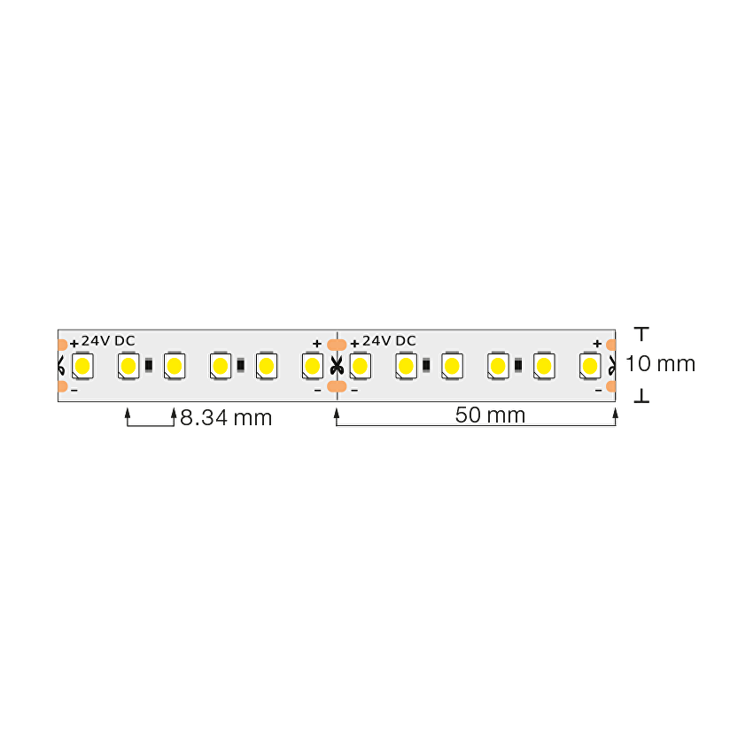 Професионална LED лента 9.6W/m, 2700K, 24V DC, 120 LEDs/m, SMD3528 / PN35120W