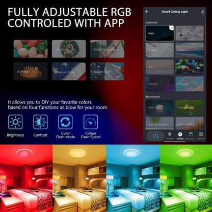 Плафон Smarty, бял, 2700k-4000k-6400k + RGB, led 24w, 2702w/24w