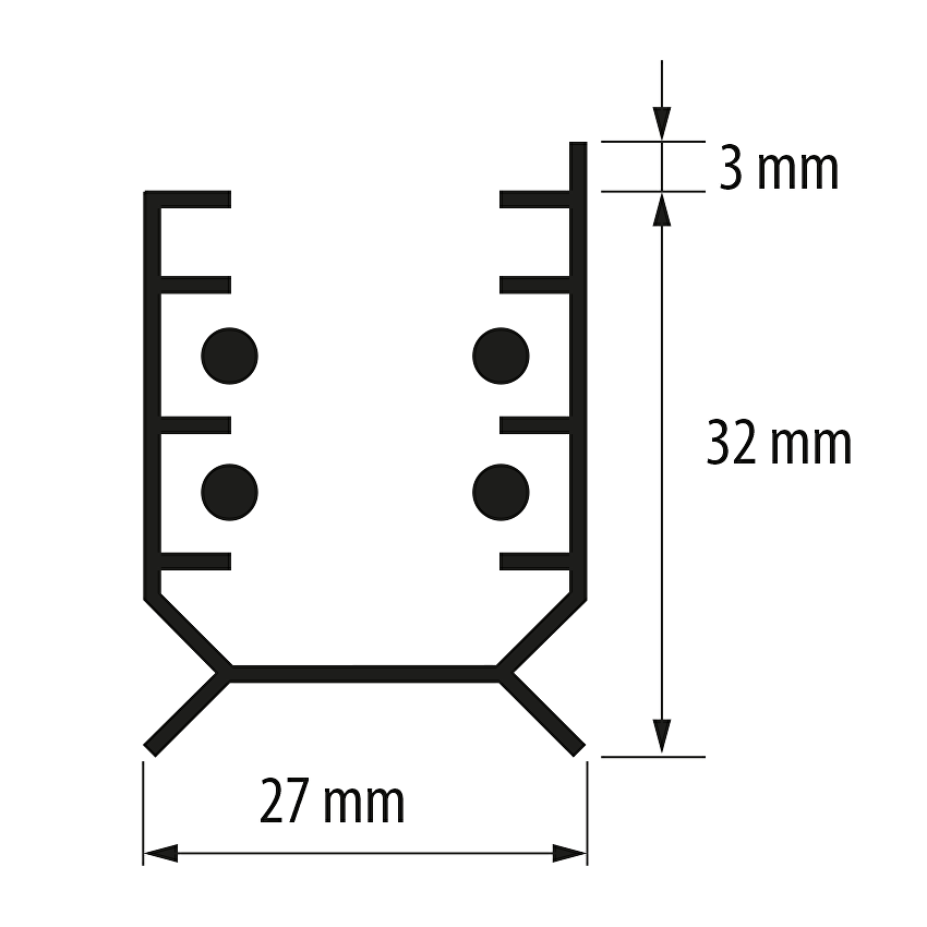 Четирипроводна релса с допълнителна заземяваща клема, 1 m / R4P1