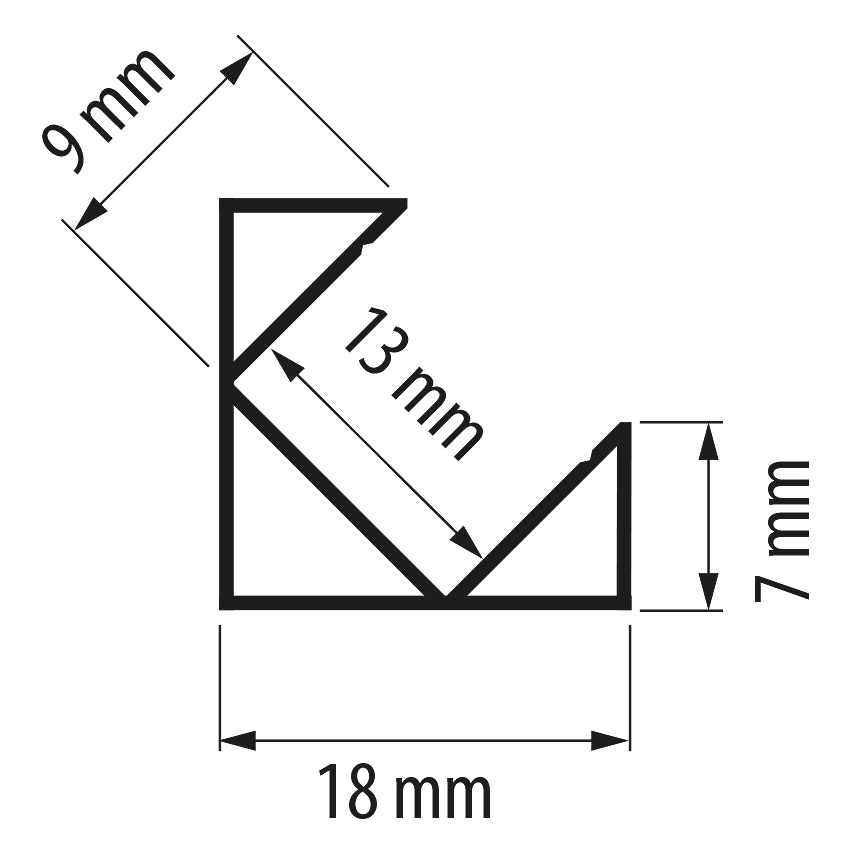 Алуминиев профил за LED лента, ъглов, с борд, за вграждане, 2м / APN205