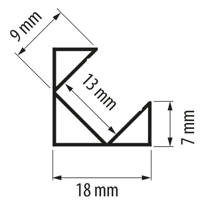 Алуминиев профил за LED лента, ъглов, с борд, за вграждане, 2м / APN205
