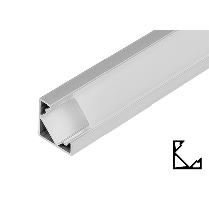 Алуминиев профил за LED лента, ъглов, с борд, за вграждане, 2м / APN205