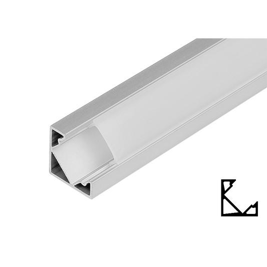 Алуминиев профил за LED лента, ъглов, с борд, за вграждане, 2м / APN205