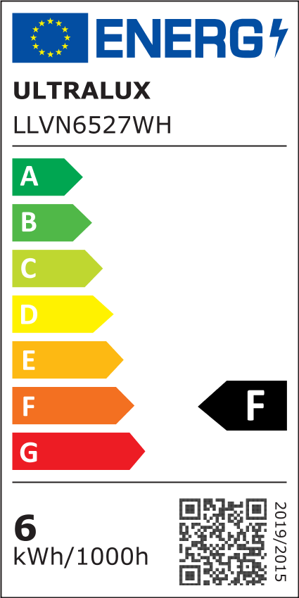 LED луна за вграждане 6.5W, 2700K, 220-240V AC, топла светлина, 45°, бяла, IP44 / LLVN6527WH