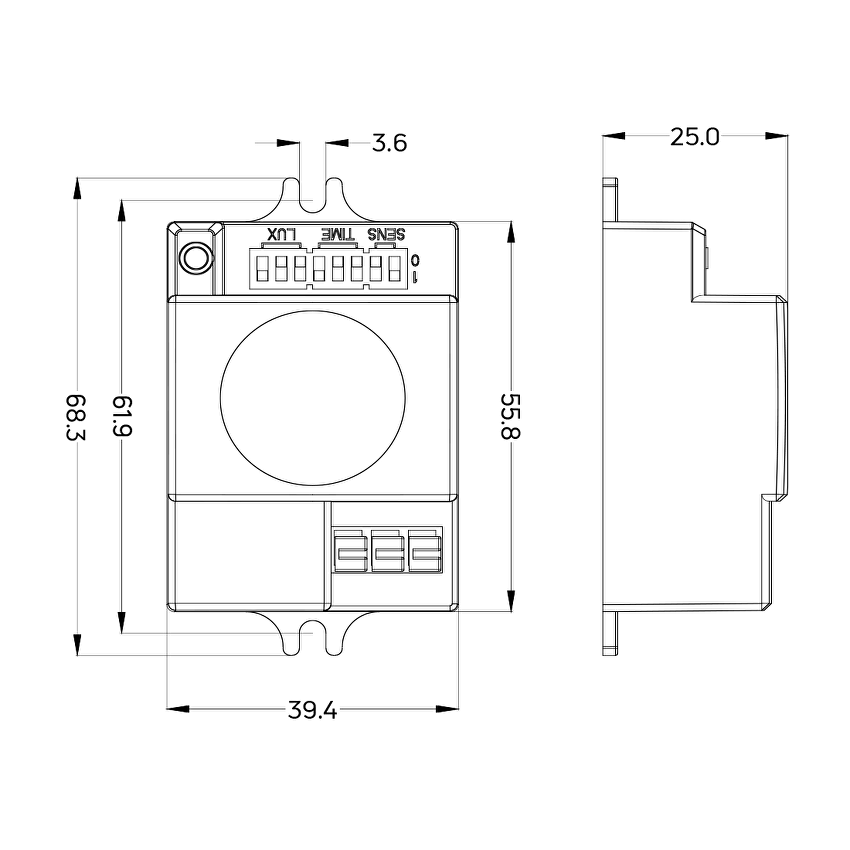 Микровълнов сензор за LED плафониера 360°/180°, 8 m / MSP