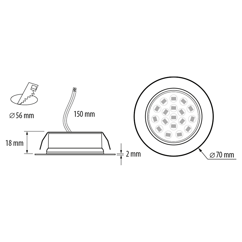 Мини LED луна за вграждане 4W, 4200K, 220-240V AC, IP44, злато / LML220442G