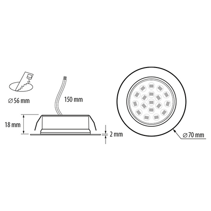 Мини LED луна за вграждане 4W, 4200K, 220-240V AC, IP44, злато / LML220442G