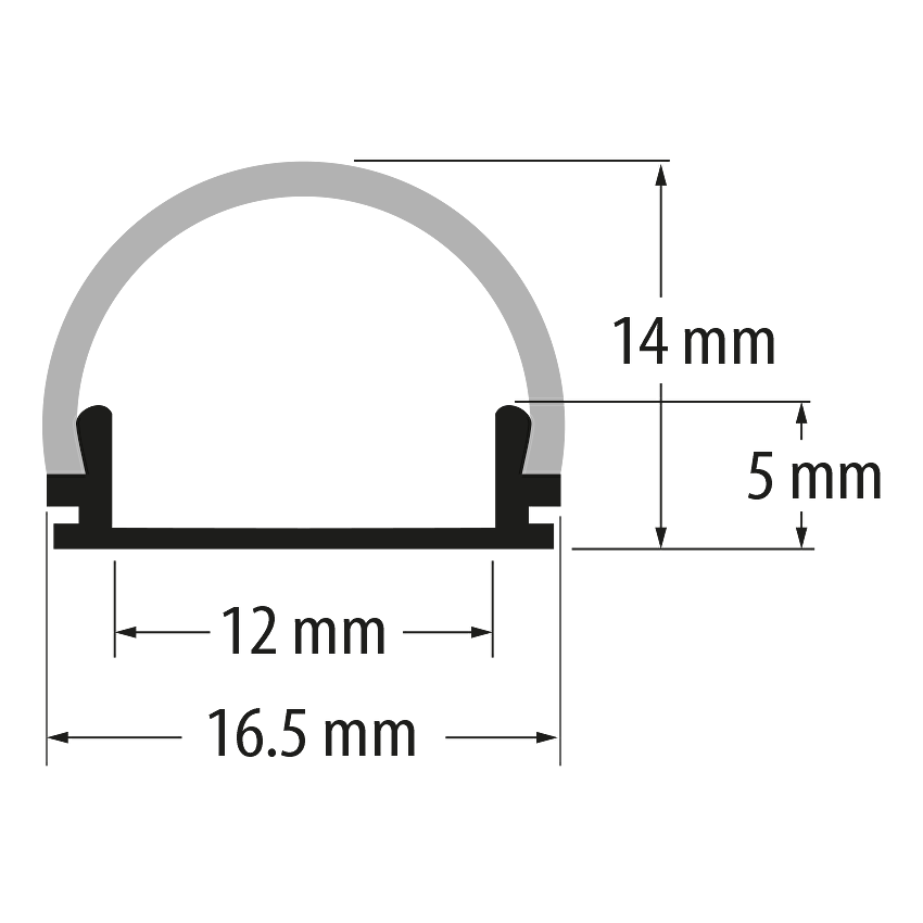 Алуминиев профил за LED лента за открит монтаж, тесен, плитък, 2м / APN213