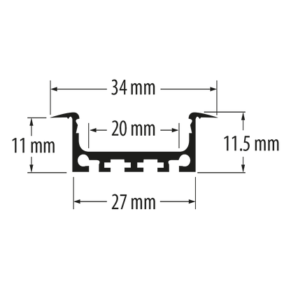 Алуминиев профил за LED лента за вграждане, широк, плитък, 2м / APN214