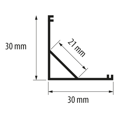 Алуминиев профил за LED лента, голям, ъглов, за открит монтаж, 2м / APN208