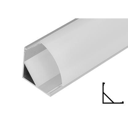 Алуминиев профил за LED лента, голям, ъглов, за открит монтаж, 2м / APN208