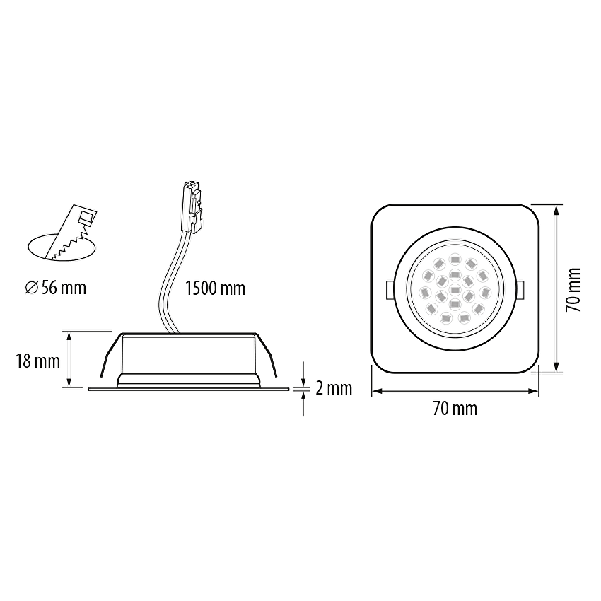 Мебелна LED луна за вграждане 3W, 4200K, 12V DC, IP44, сатиниран никел / LMLS12342SN