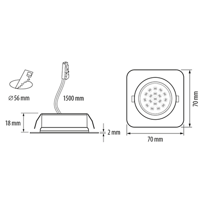 Мебелна LED луна за вграждане 3W, 4200K, 12V DC, IP44, сатиниран никел / LMLS12342SN