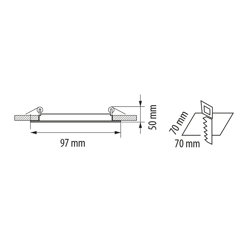 LED стъклен панел за вграждане, квадрат, 6W, 2700K, 220-240V AC, IP44 / LPSG627