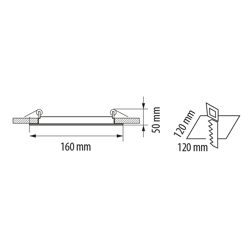 LED стъклен панел за вграждане, квадрат, 12W, 4200K, 220-240V AC, IP44 / LPSG1242