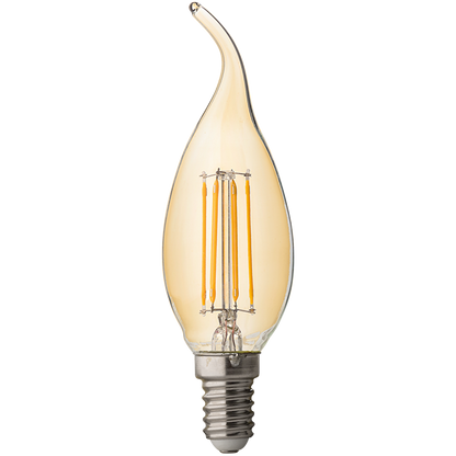 LED filament лампа пламък, димираща, 4W, E14, 2500K, 220-240V AC, амбър/LFF41425D