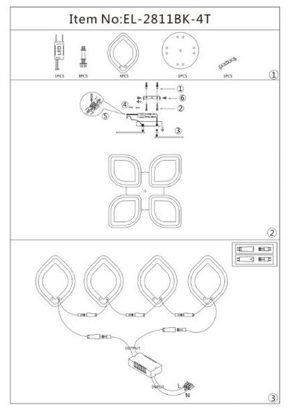 Плафон Teal със смарт управление, черен, led 120w, 3000-6000k, 2811BK/4T