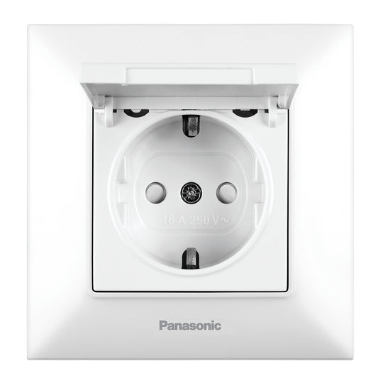 PANASONIC - Контакт шуко с капак и детска защита Panasonic Arkedia Slim бял WNTC0210-2WH