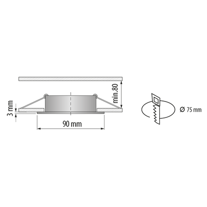 Рамка за вграждане GU10, low glare, кръг, подвижна, бяла, IP20 / PLVR55GU10