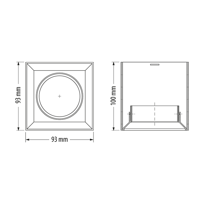 Тяло за открит монтаж, low glare, GU10, подвижно, IP20 / PLSR55GU10