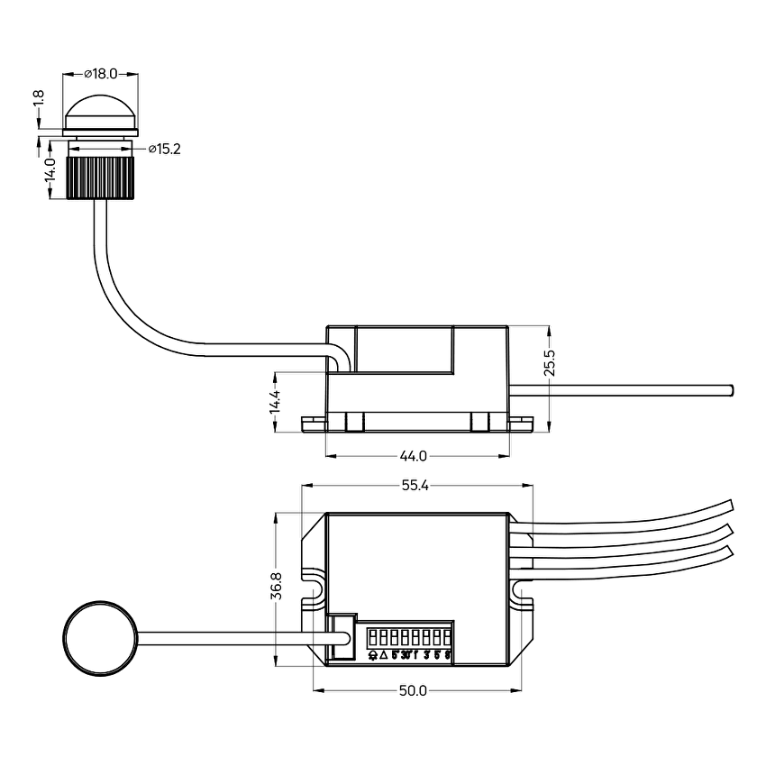 Мини сензор за движение, 12-24V DC, 360°, 6m / SDMP12