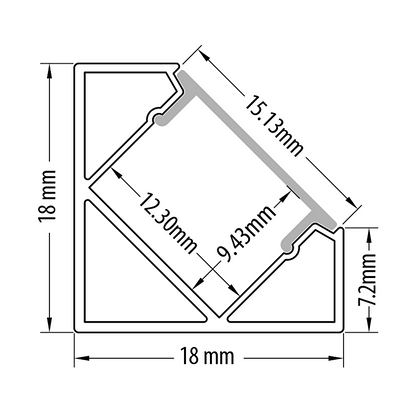 Алуминиев профил за LED лента, ъглов, с борд, за вграждане, 2м / APK205