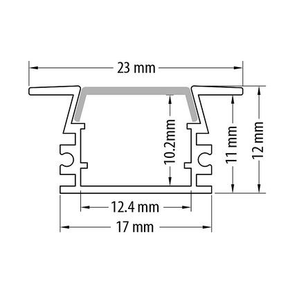 Алуминиев профил за LED лента, за вграждане, дълбок, 2м / APK206