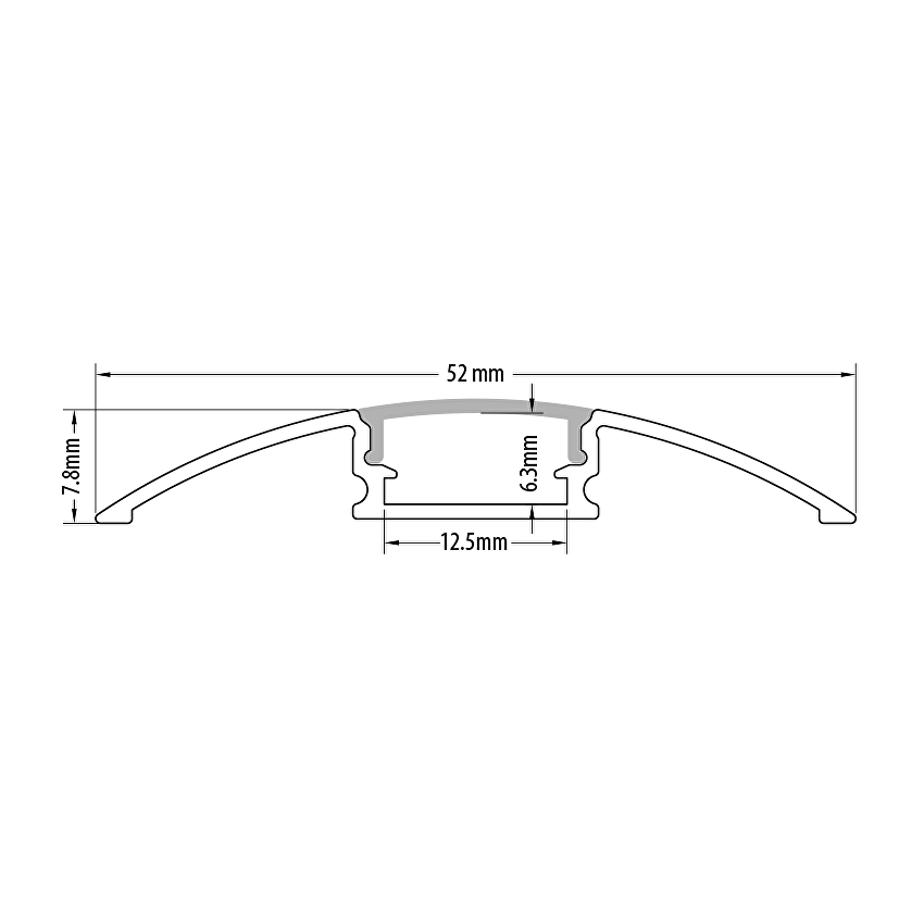 Алуминиев профил за LED лента, преходен, за открит монтаж, 2м / APK209