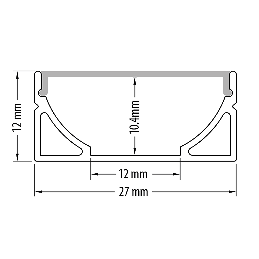 Алуминиев профил за LED лента за открит монтаж, широк, плитък, 2м / APK211