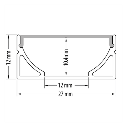 Алуминиев профил за LED лента за открит монтаж, широк, плитък, 2м / APK211