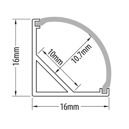 Алуминиев профил за LED лента, за открит монтаж, ъглов, 3м / APK304