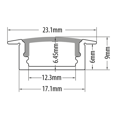 Алуминиев профил за LED лента, за вграждане, плитък, 3м / APK301