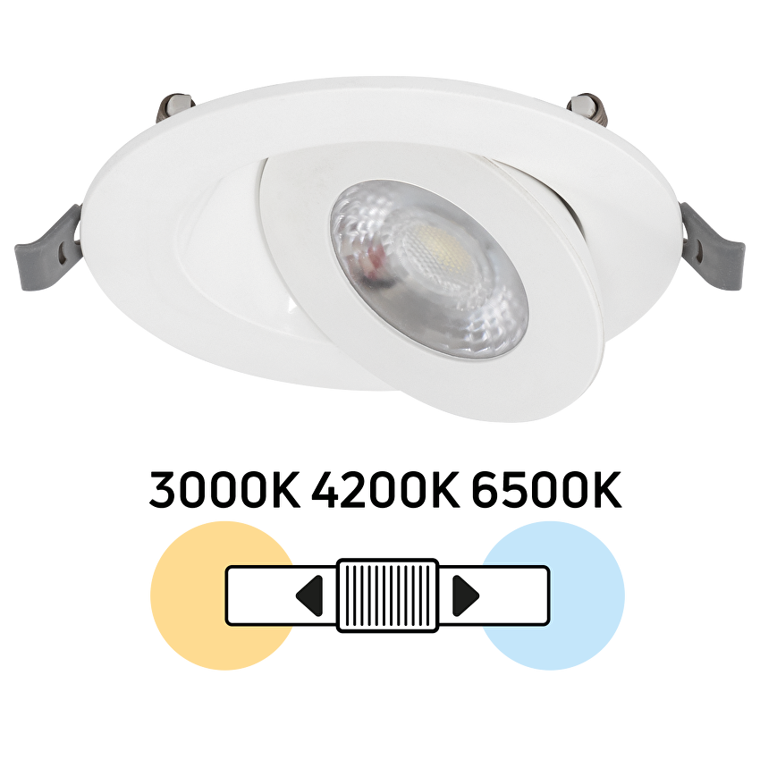 LED луна за вграждане, подвижна, 7W, 3000K/4200K/6500K, 220-240V AC, IP20 /  LLP7CCT