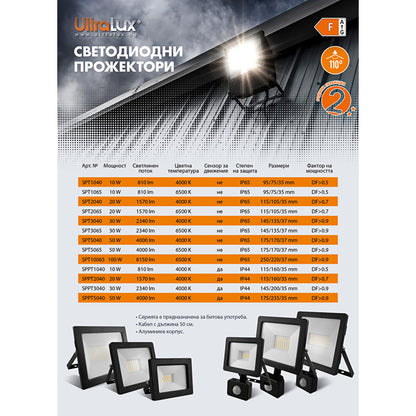 LED Slim прожектор 10W, 4000K, 220-240V AC, IP65 неутрална светлина / SPT1040