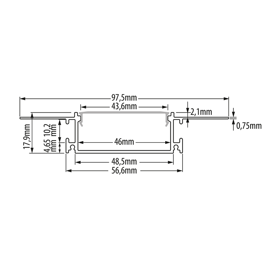Алуминиев профил за гипсокартон 3m, широк, 46mm / APG335