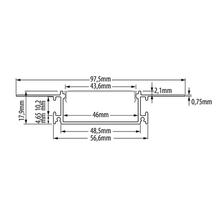 Алуминиев профил за гипсокартон 3m, широк, 46mm / APG335