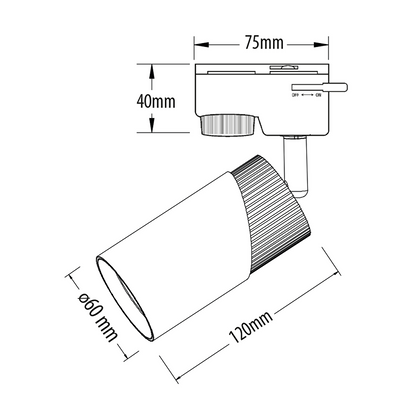 Тяло за релсов монтаж, двупроводно, GU10, 220-240V AC, IP20, черно&бяло / RP2D