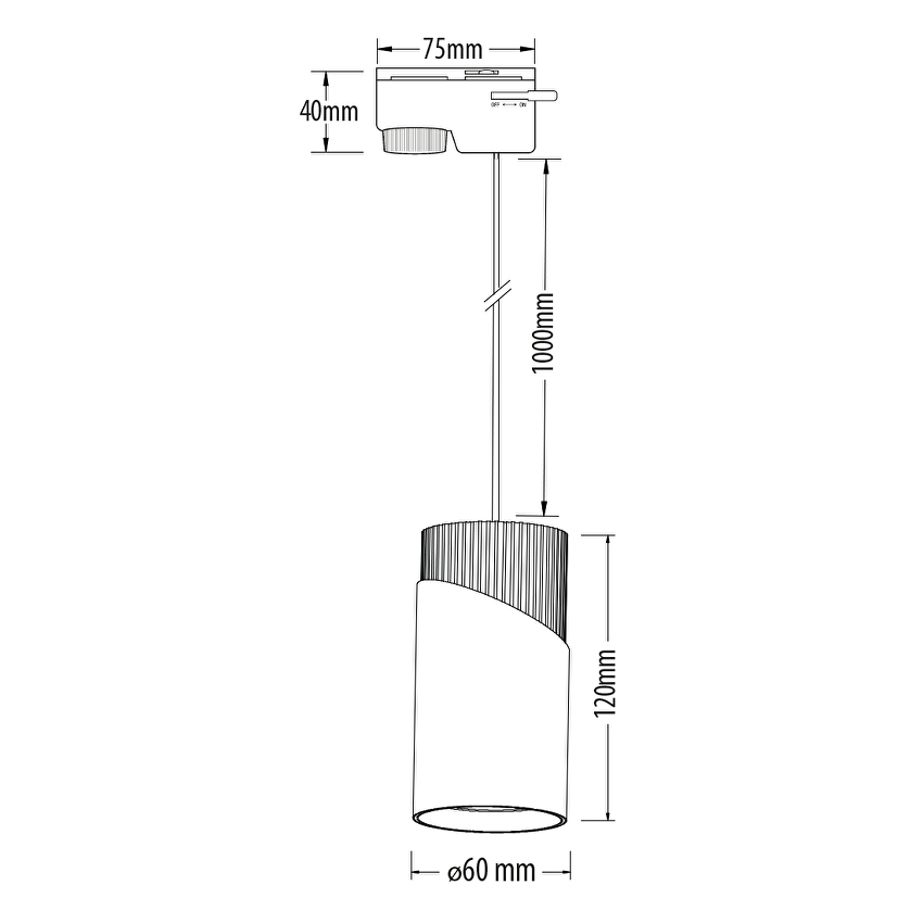 Тяло за релсов монтаж, двупроводно, GU10, 220-240V AC, IP20, черно&бяло / RPV2D