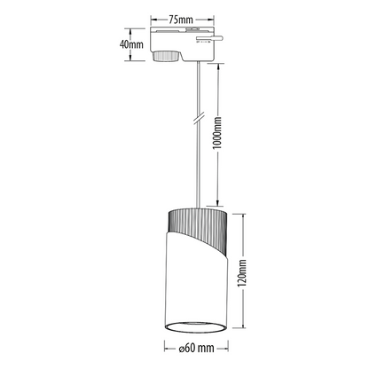 Тяло за релсов монтаж, двупроводно, GU10, 220-240V AC, IP20, черно&бяло / RPV2D