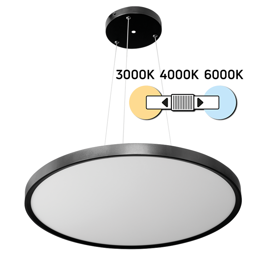 LED Slim плафониера, черна, 50W, 3000K/4000K/6000K, 220V-240V AC, IP20 / VRP50CCTBL
