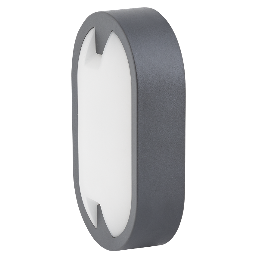 LED плафониера елипса, сива, 15W, 4000K, 220-240V AC, неутрална светлина, IP65 / LBHE1540GR