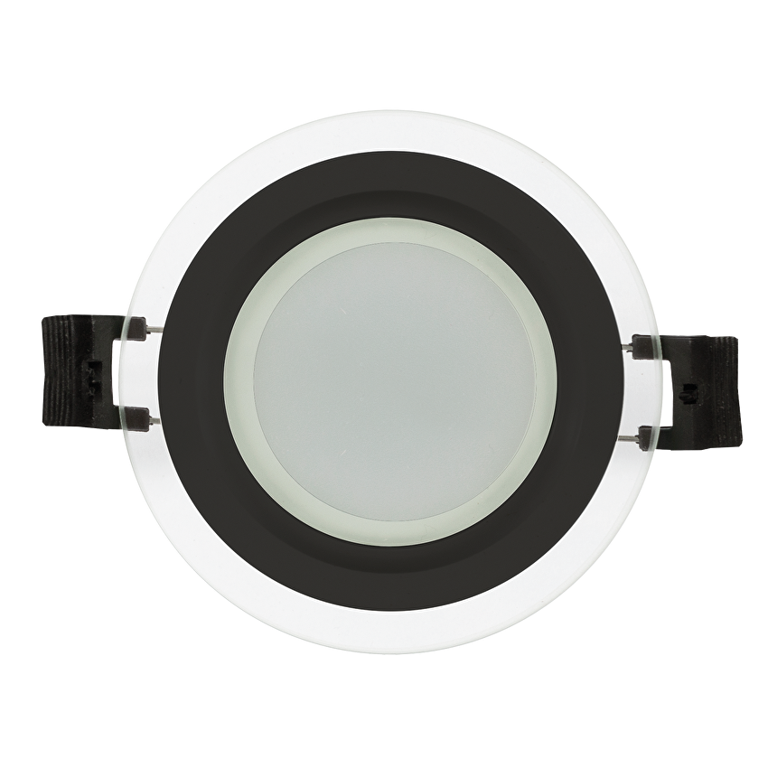 LED стъклен панел за вграждане, кръг, 6W, 4200K, 220-240V AC, IP44, черен ринг / LPRG642BL