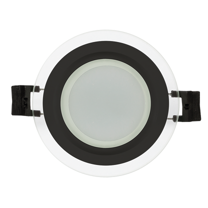 LED стъклен панел за вграждане, кръг, 6W, 4200K, 220-240V AC, IP44, черен ринг / LPRG642BL