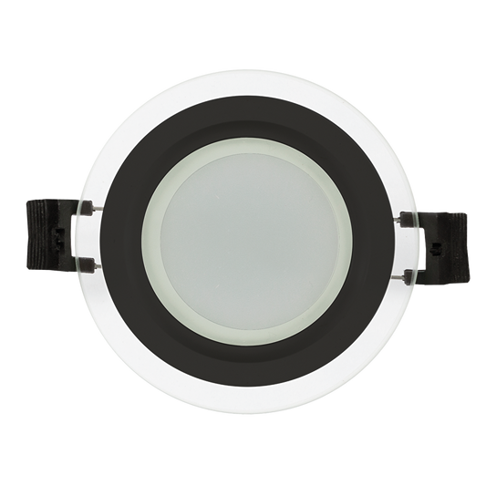 LED стъклен панел за вграждане, кръг, 6W, 4200K, 220-240V AC, IP44, черен ринг / LPRG642BL