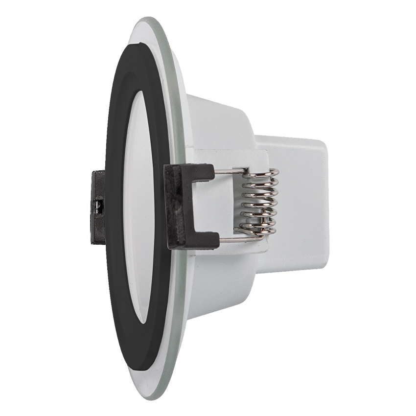 LED стъклен панел за вграждане, кръг, 6W, 4200K, 220-240V AC, IP44, черен ринг / LPRG642BL