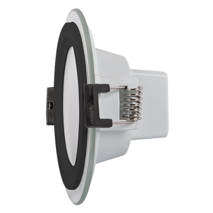 LED стъклен панел за вграждане, кръг, 6W, 4200K, 220-240V AC, IP44, черен ринг / LPRG642BL