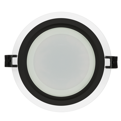 LED стъклен панел за вграждане, кръг, 12W, 4200K, 220-240V AC, IP44, черен ринг / LPRG1242BL